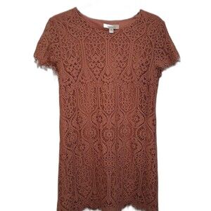 Francesca’s Women's Dress Rose Pink Lace Short Sleeve Lined Size M